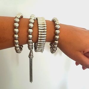 Bracelet SET OF FOUR- metallic look